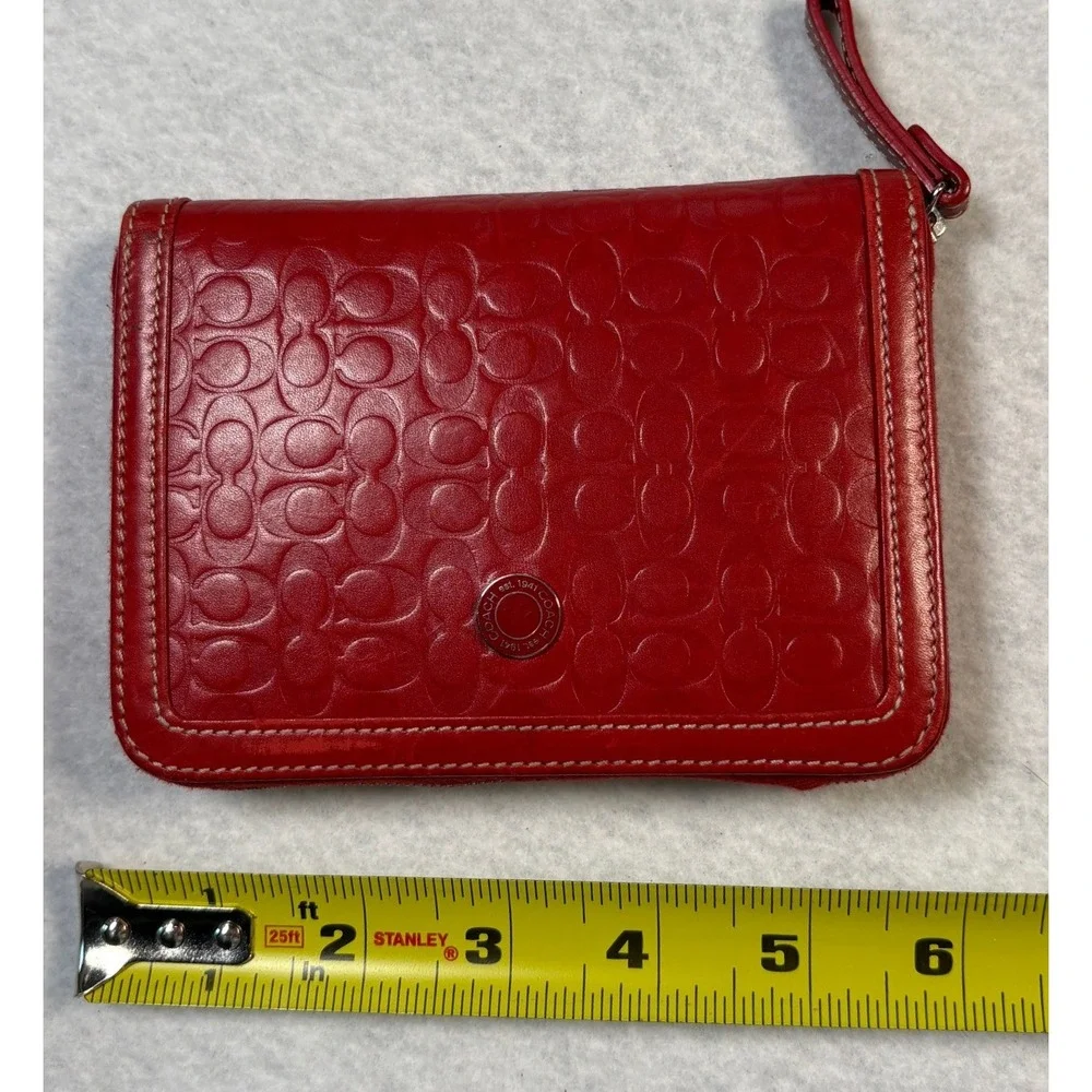 Coach 4321 Red Signature Embossed Leather Palm PDA Organizer Case Vintage